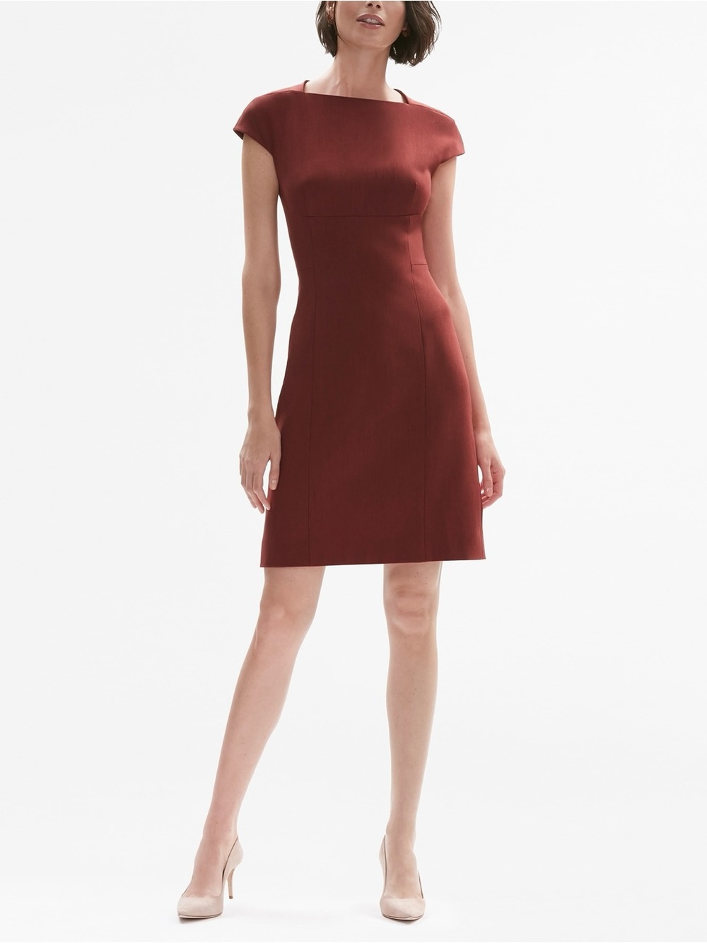 MM LaFleur Ashley Cap Sleeve Sheath Dress 16 Brick Red Autumn